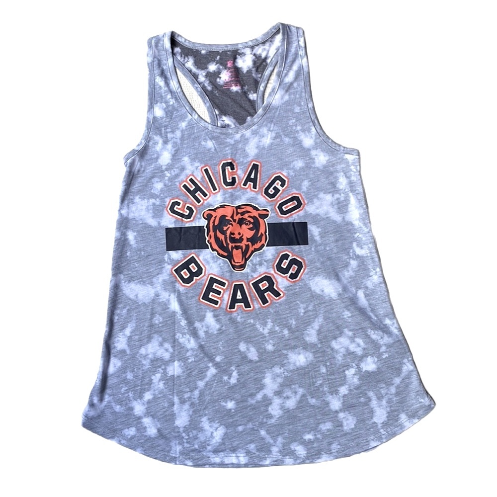 NFL Chicago Bears Racerback Tie-Dye Logo Spirit Tank - Gray